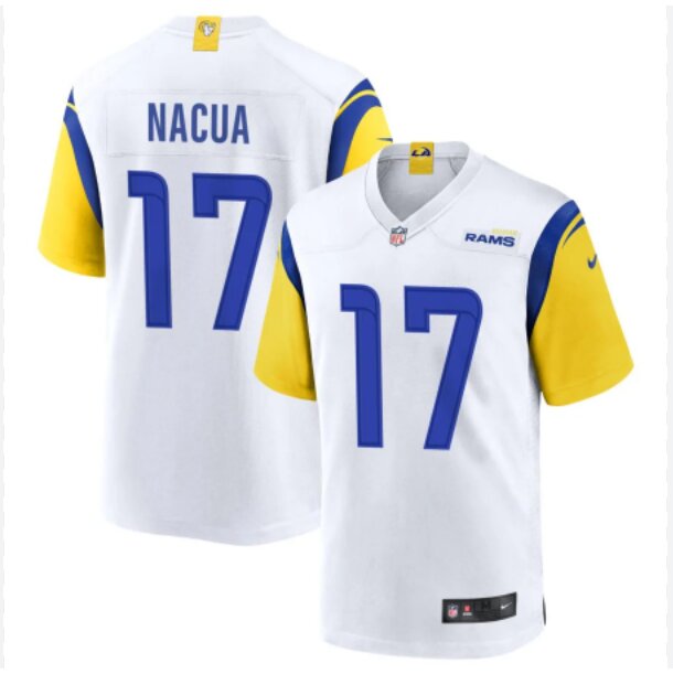 Men Los Angeles Rams #17 Nacua white 2024 Nike Vapor Limited NFL Jersey style 1